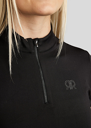 Rebel Trainingsshirt Tone In Tone Crystals Zwart