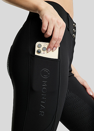 Montar Rijbroek MoGaia Gun Metal Caviar Zwart