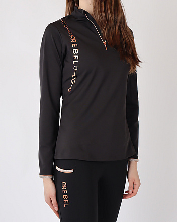 Rebel Langmouw Trainingsshirt Rosegold Logo Bid-Chain Zwart
