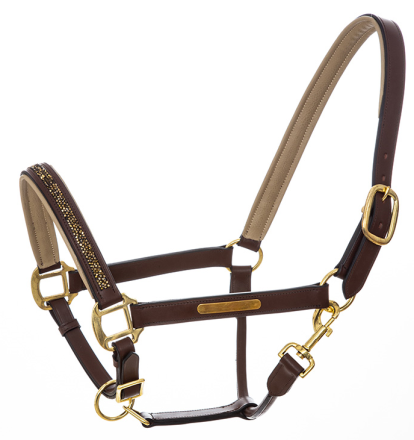 QHP Halster Leer Lupine Bruin/Beige