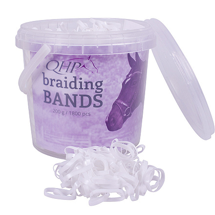 QHP Invlechtelastiekjes Breed Wit 200 gr