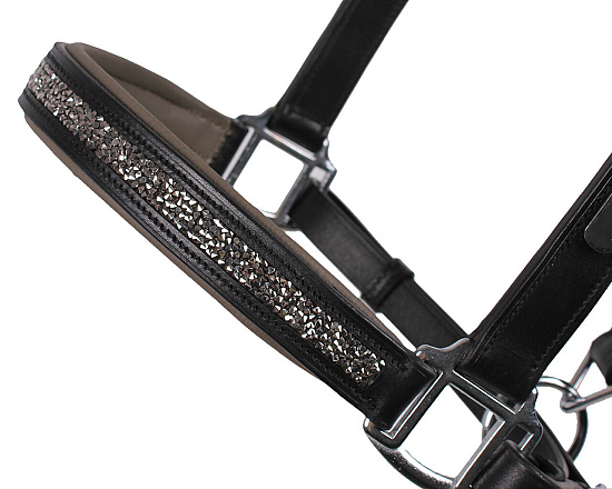 QHP Halster Leer Lupine Zwart/Grijs